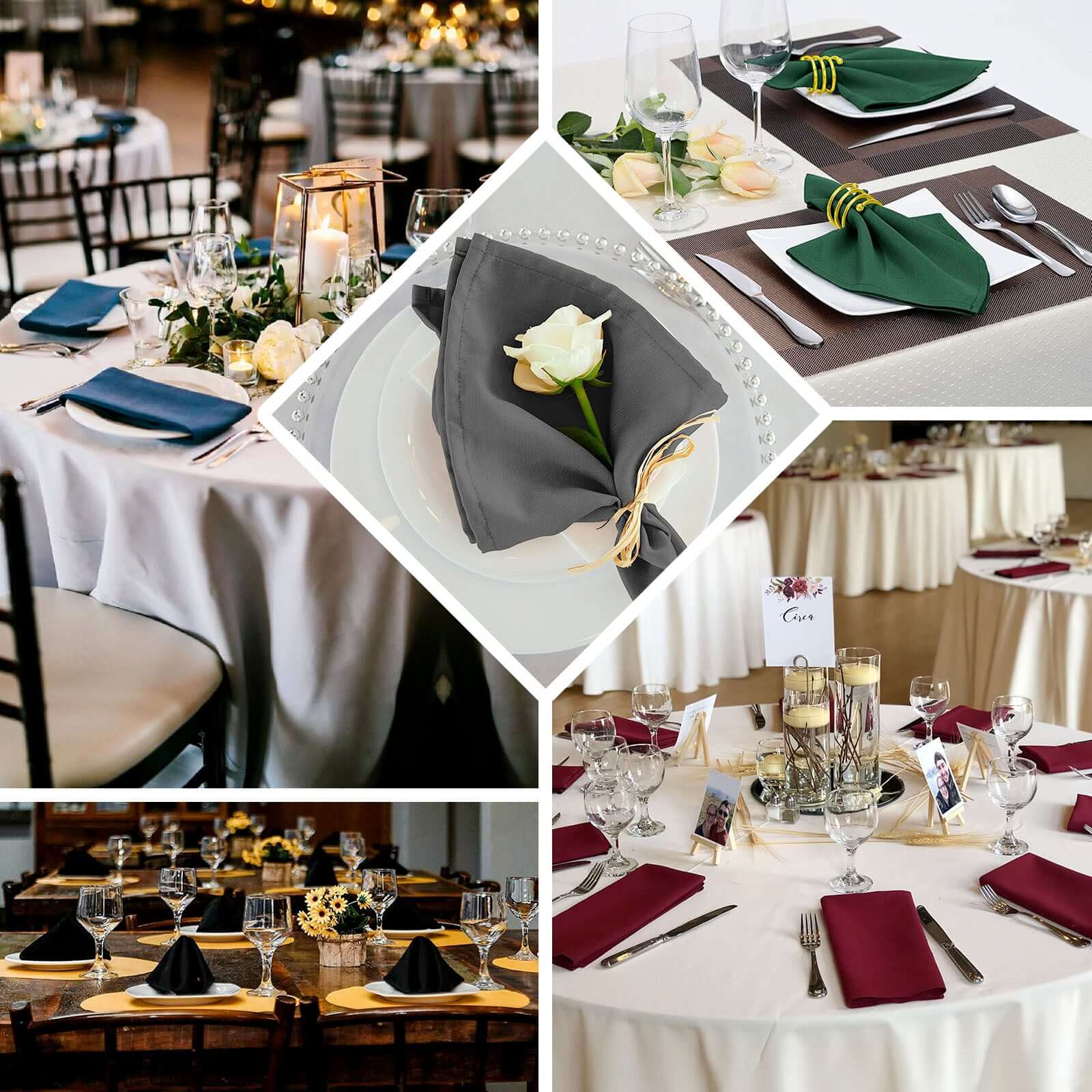 5 Pack Polyester 20"x20" Napkins Purple - Wrinkle Resistant & Easy Care Cloth Napkins