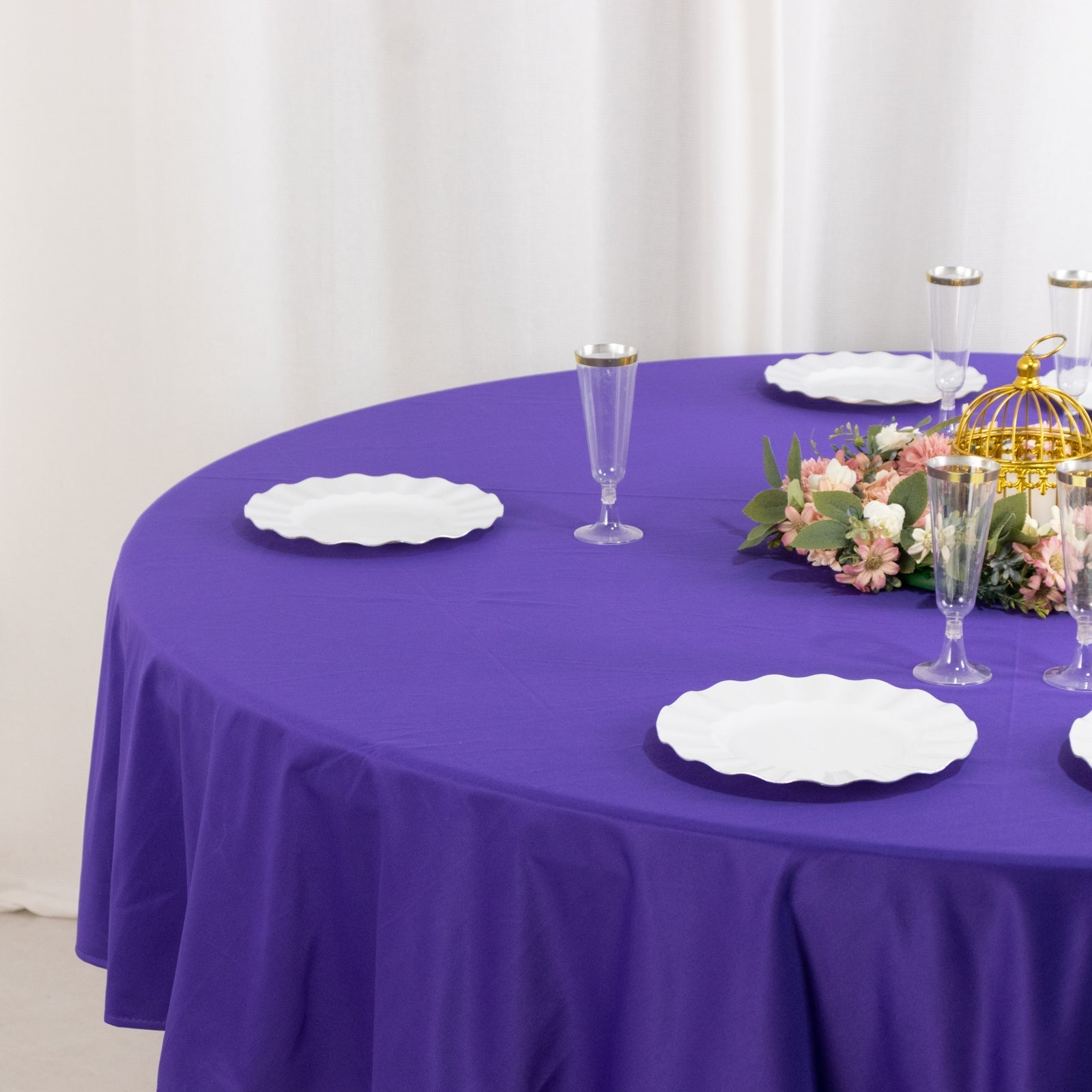 Scuba Round 90" Tablecloth Purple - Wrinkle Free & Stain Resistant Table Cover