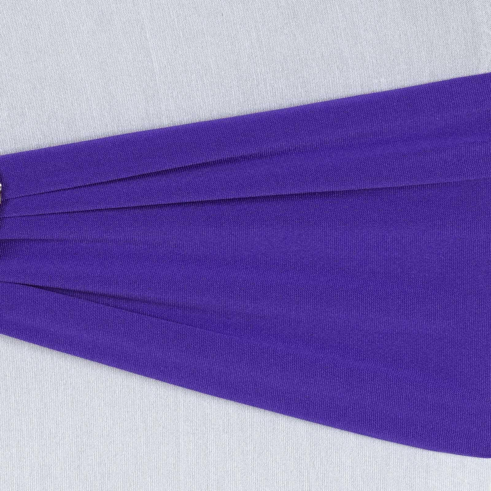 5 Pack Stretch Spandex Chair Sashes Purple - Fitted Finish Two Ply Heavy Duty Chair Bands 5"x12"