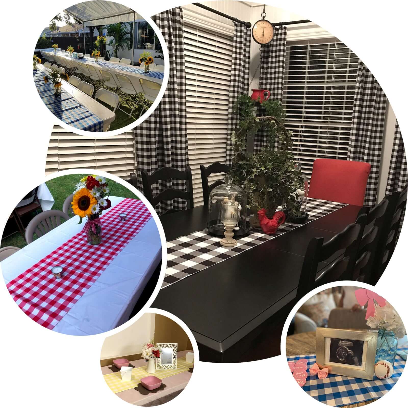 Polyester 14"x108" Table Runner Black/Red Gingham Buffalo Plaid - Checkered Outdoor Table Runner