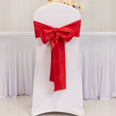 5 Pack Lamour Satin 6"x106" Chair Sashes Red - Stylish Reusable Decorative Bows