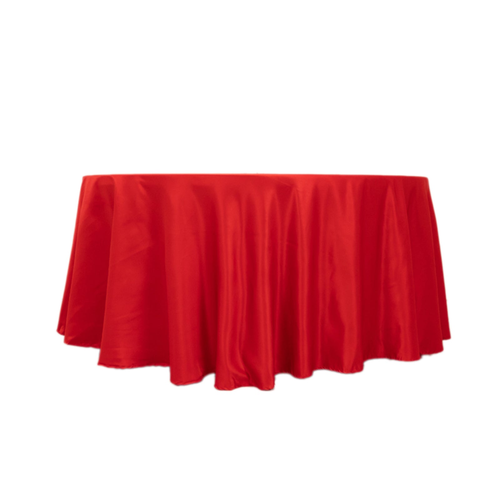 Lamour Satin 120" Round Tablecloth Red - Seamless Table Cover with Soft Tempered Sheen