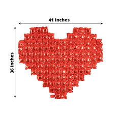 41"x36" Metallic Red Giant Heart Mylar Foil Balloon, Photo Backdrop Balloon Quilt