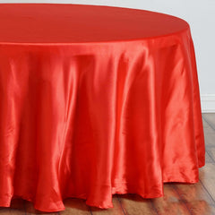 Satin 108" Round Tablecloth Red - Smooth and Lustrous Table Cover