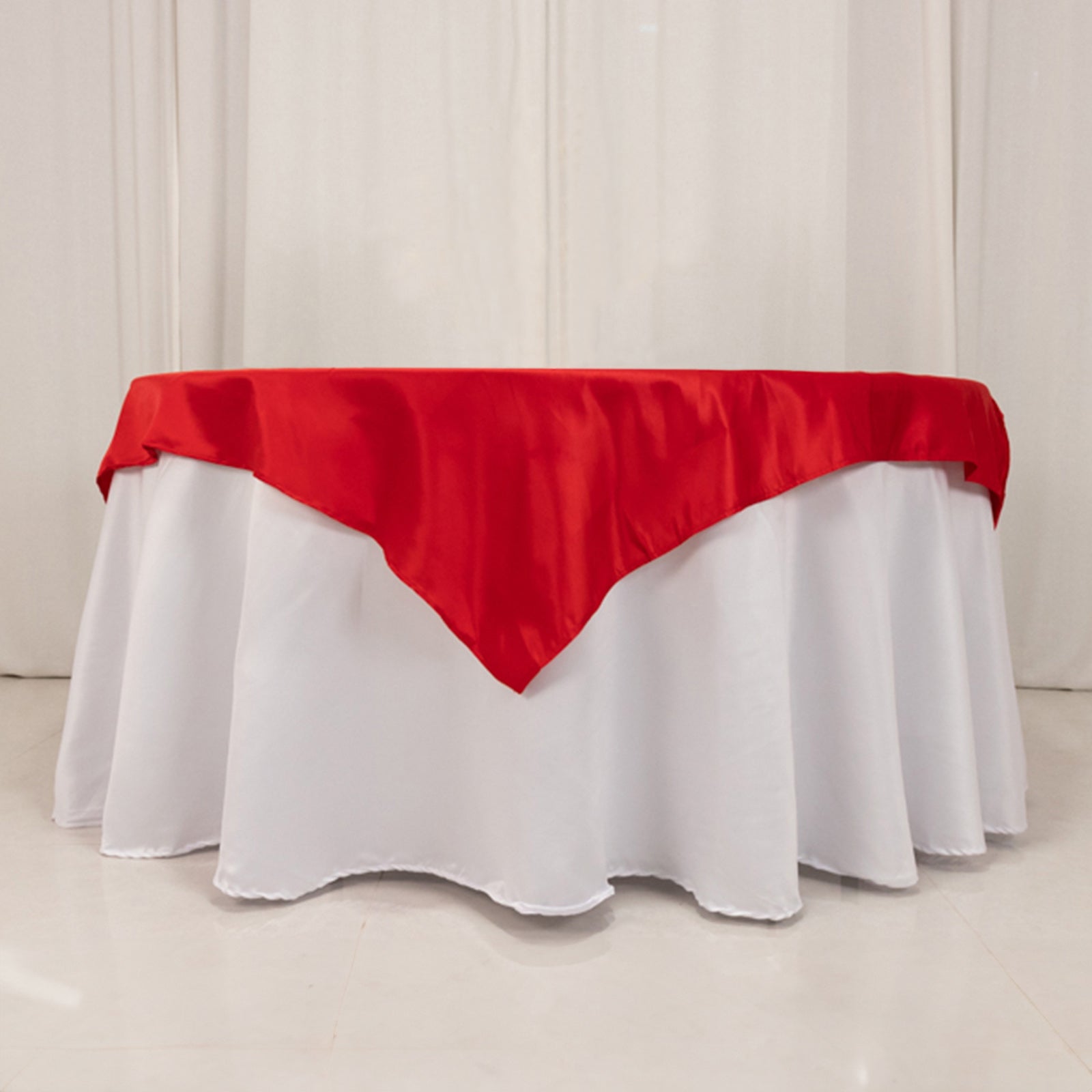 Lamour Satin 54"x54" Table Overlay Square Tablecloth Red - Durable & Silk-Like Table Cover