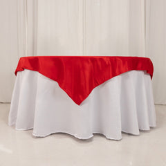 Lamour Satin 54"x54" Table Overlay Square Tablecloth Red - Durable & Silk-Like Table Cover