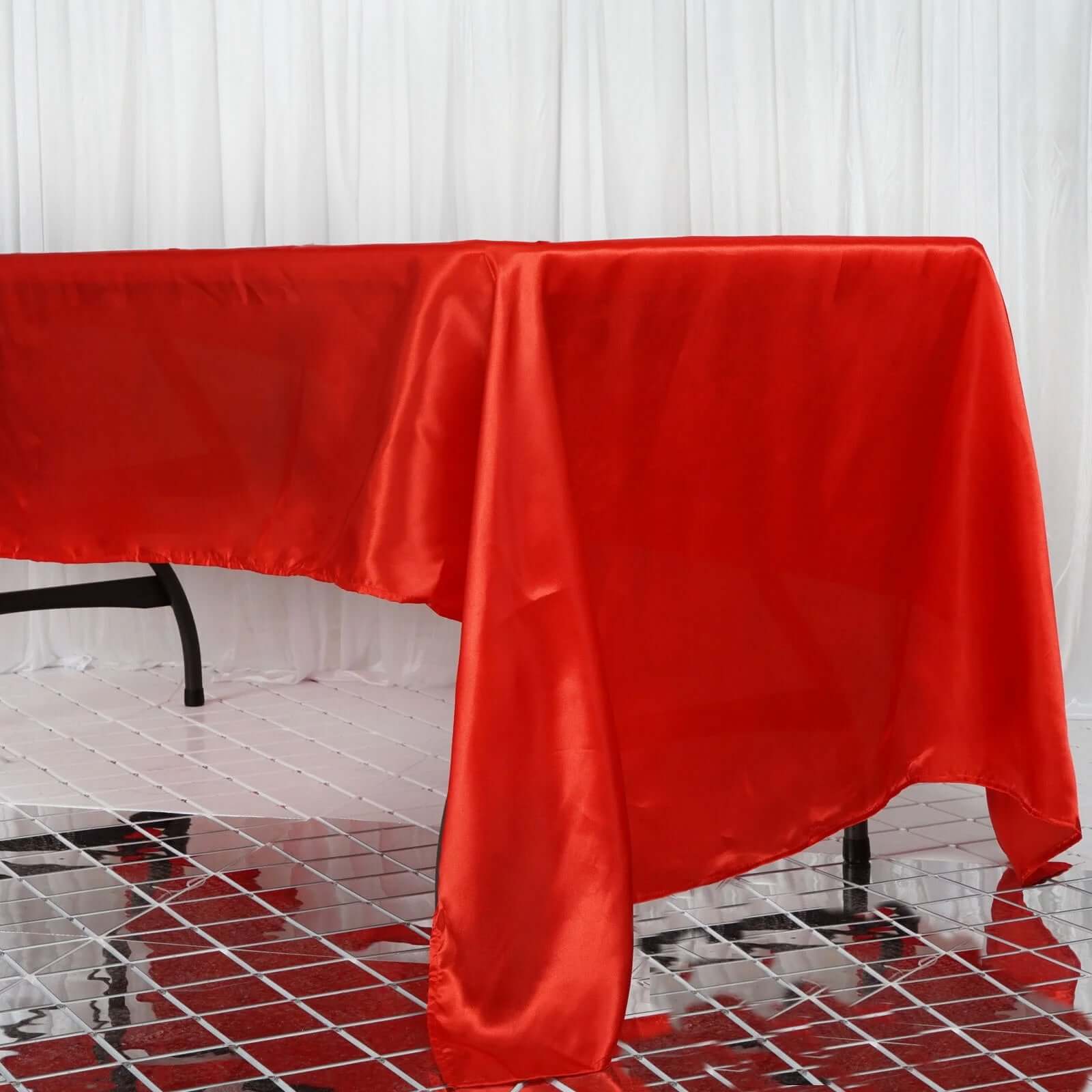 Satin Rectangular 60"x126" Tablecloth Red - Smooth and Lustrous Table Cover
