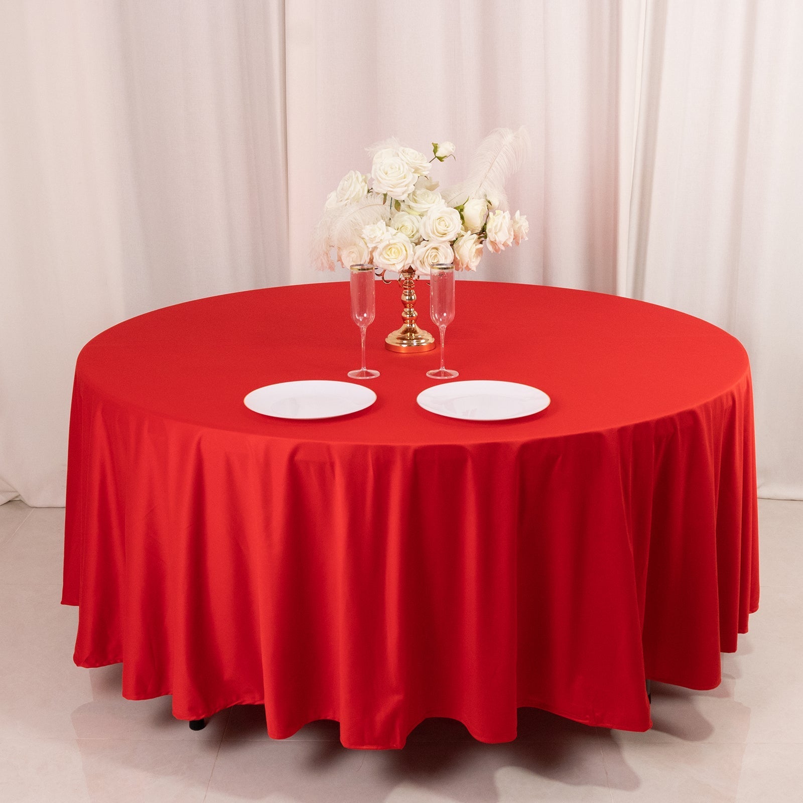 Scuba Round 108" Tablecloth Red - Wrinkle Free & Stain Resistant Table Cover