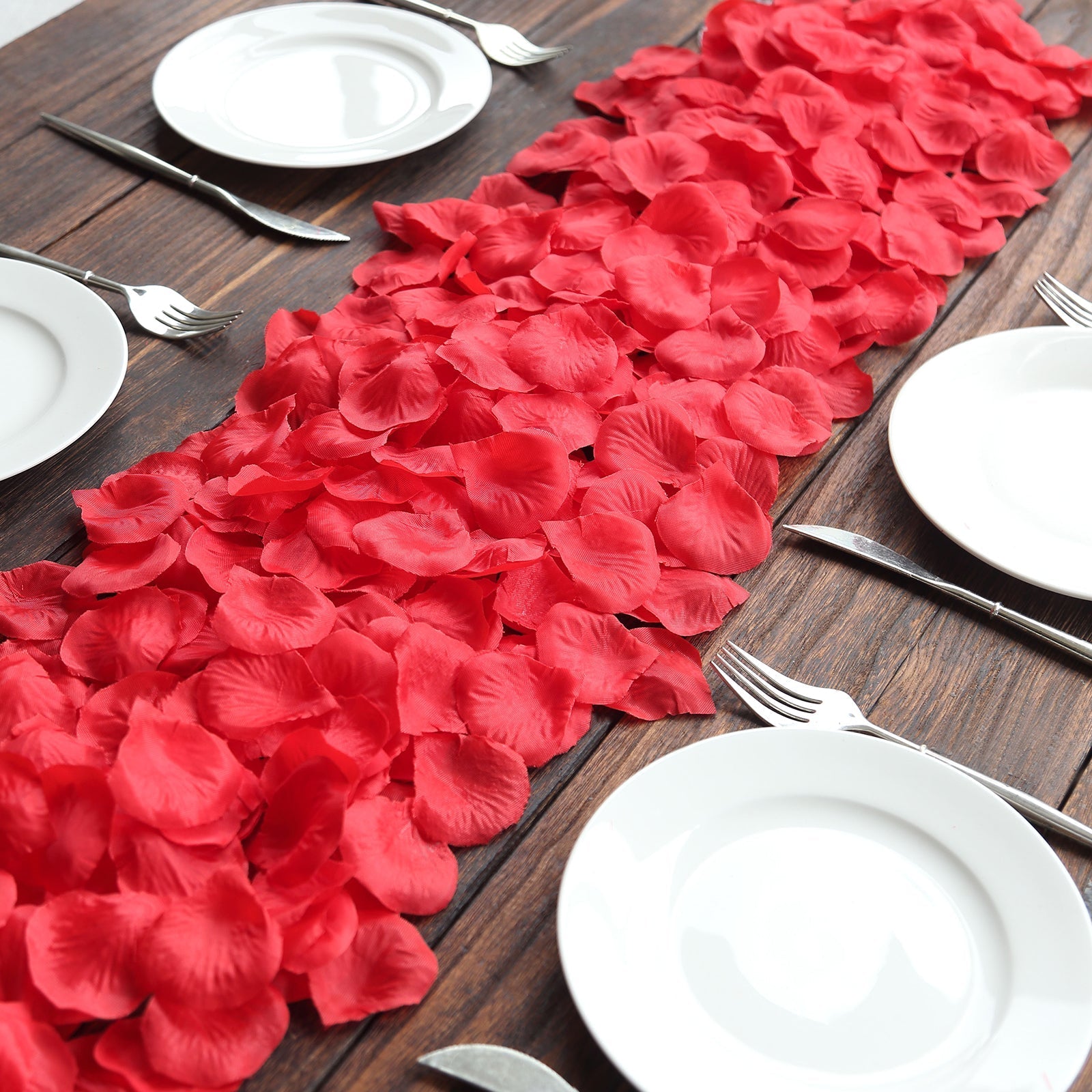 500-Pack Rose Petals Round Design Red Silk Confetti - Decorative Scatters for Tables and Floors
