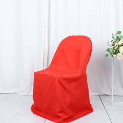 Polyester Slip On Folding Chair Covers Red - Stain-Resistant Reusable Durable Fabric