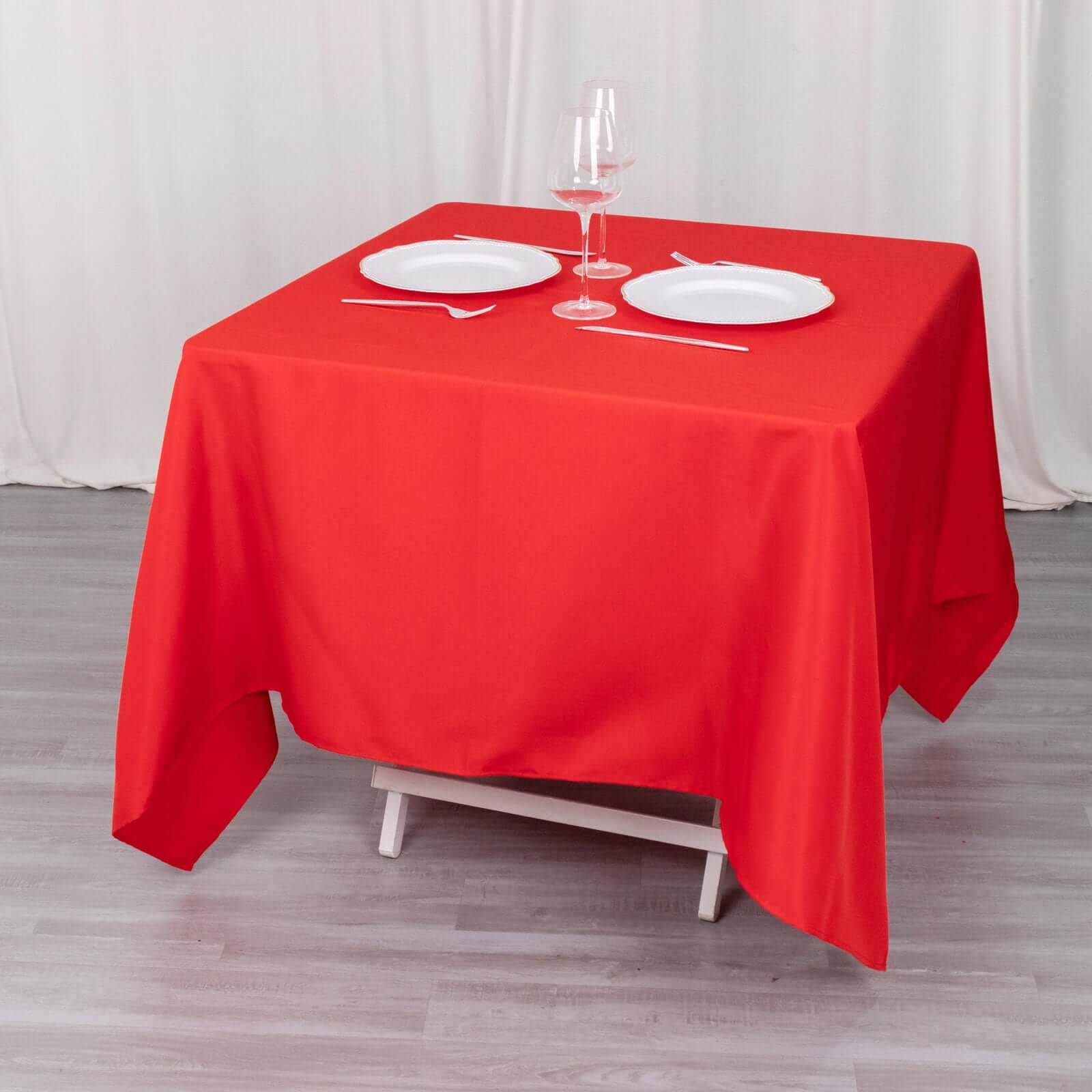 Premium Polyester Square Tablecloth 70"x70" Red 220GSM Wrinkle-Resistant Table Cover