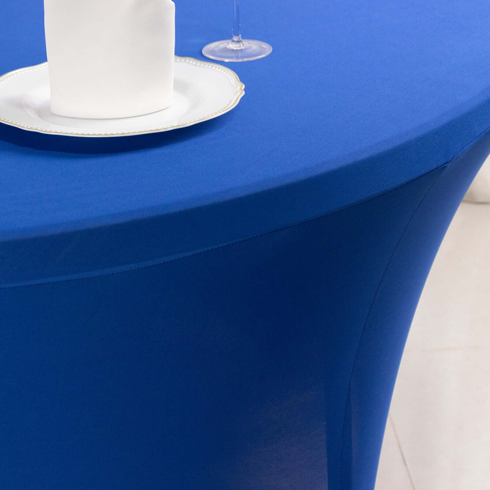 Stretch Spandex 5ft Round Tablecloth Royal Blue - Durable Form-Fitting Table Cover