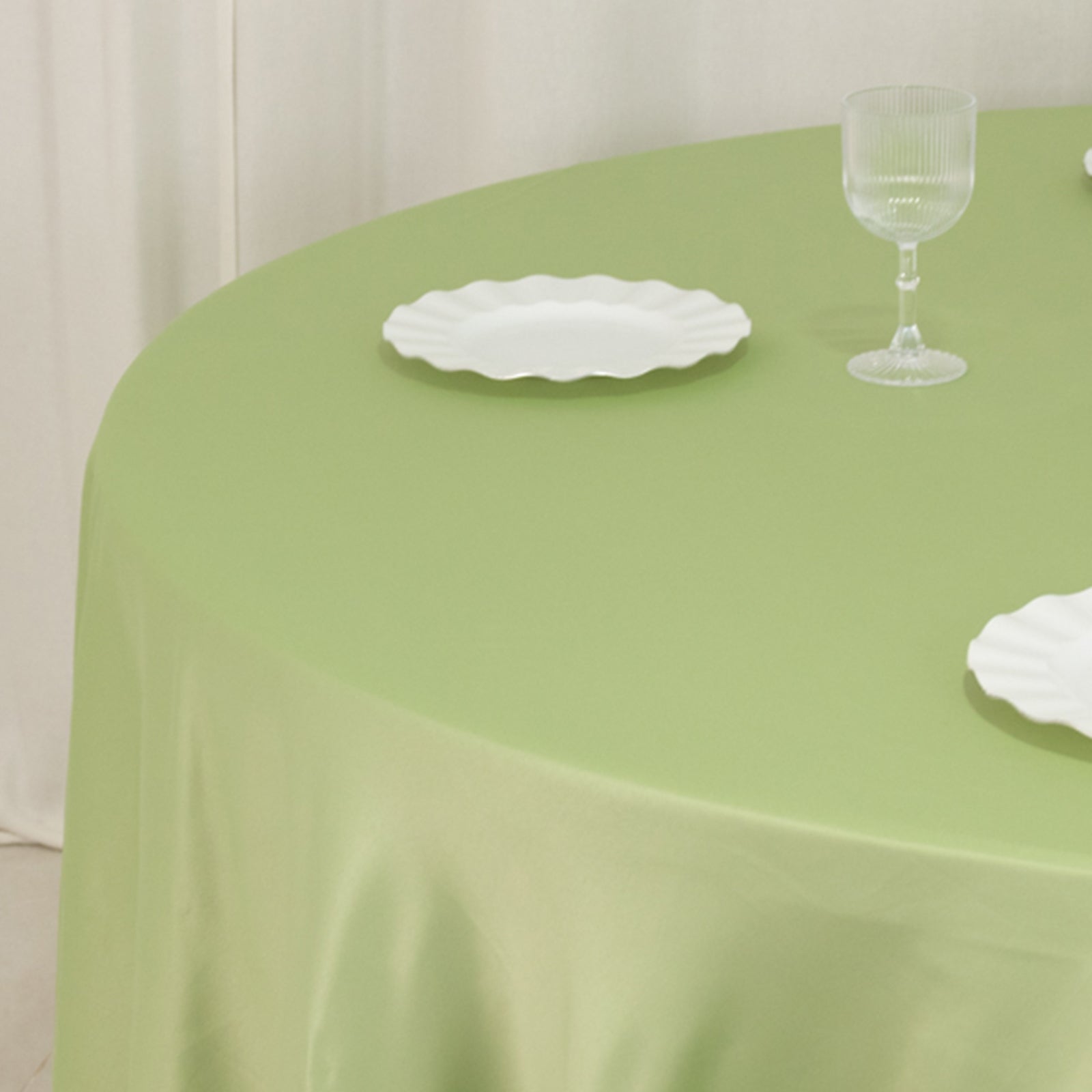 Lamour Satin 108" Round Tablecloth Sage Green - Durable & Silk-Like Table Cover