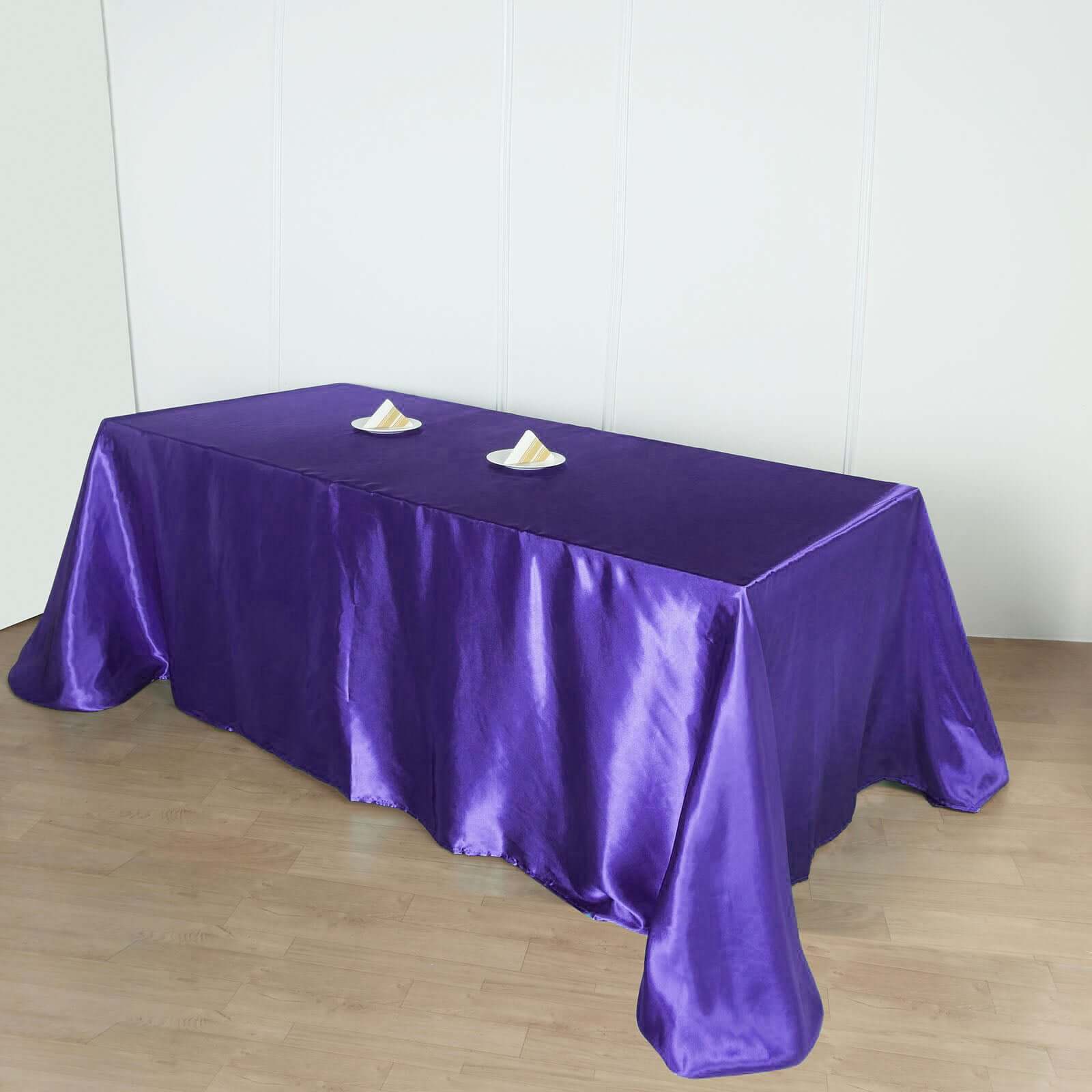 Satin Rectangular 90"x156" Tablecloth Purple - Seamless Table Cover