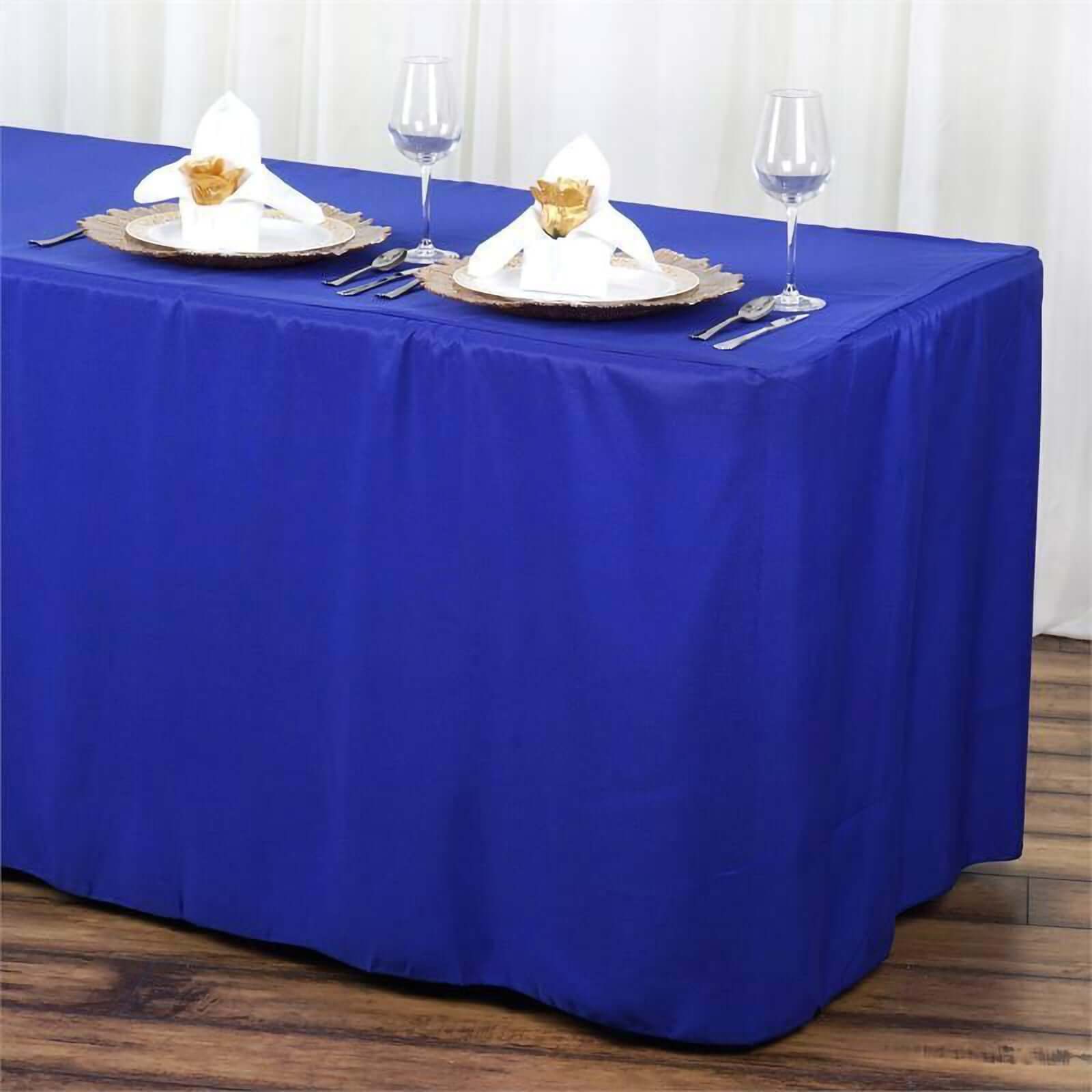 Fitted Polyester 72"x30" Rectangle Tablecloth Royal Blue - Durable and Easy to Maintain Table Cover