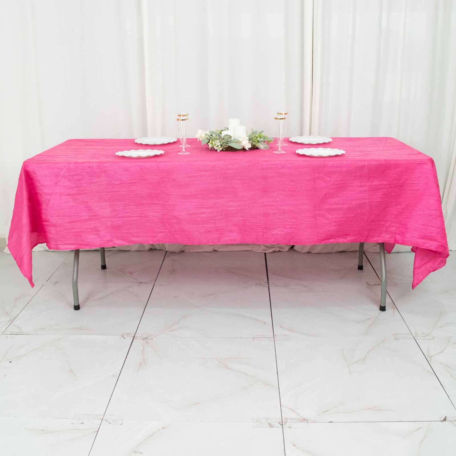 Taffeta 60"x102" Rectangle Tablecloth Fuchsia - Accordion Crinkle Table Cover