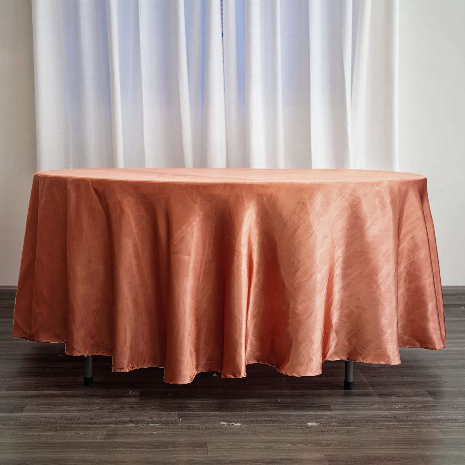 Satin 108" Round Tablecloth Terracotta (Rust) - Smooth and Lustrous Table Cover