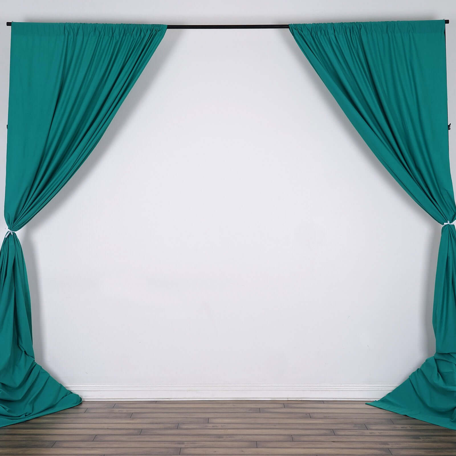 2 Pack Turquoise Scuba Polyester Event Curtain Drapes, Durable Flame Resistant Backdrop Event Panels Wrinkle Free with Rod Pockets - 10ftx10ft