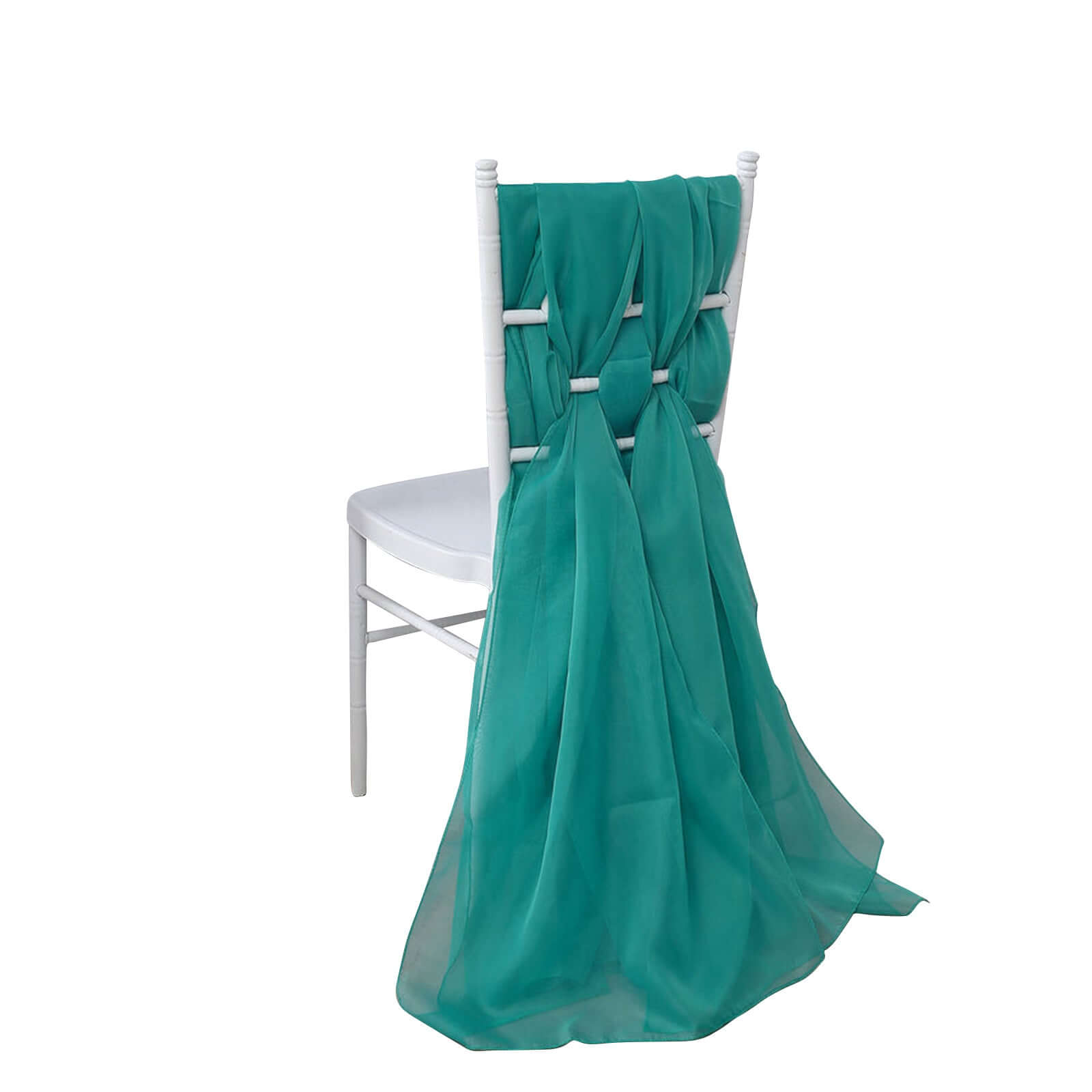 5 Pack Chiffon Chair Sashes Turquoise - Soft & Lightweight Designer Chair Bows 22"x78"