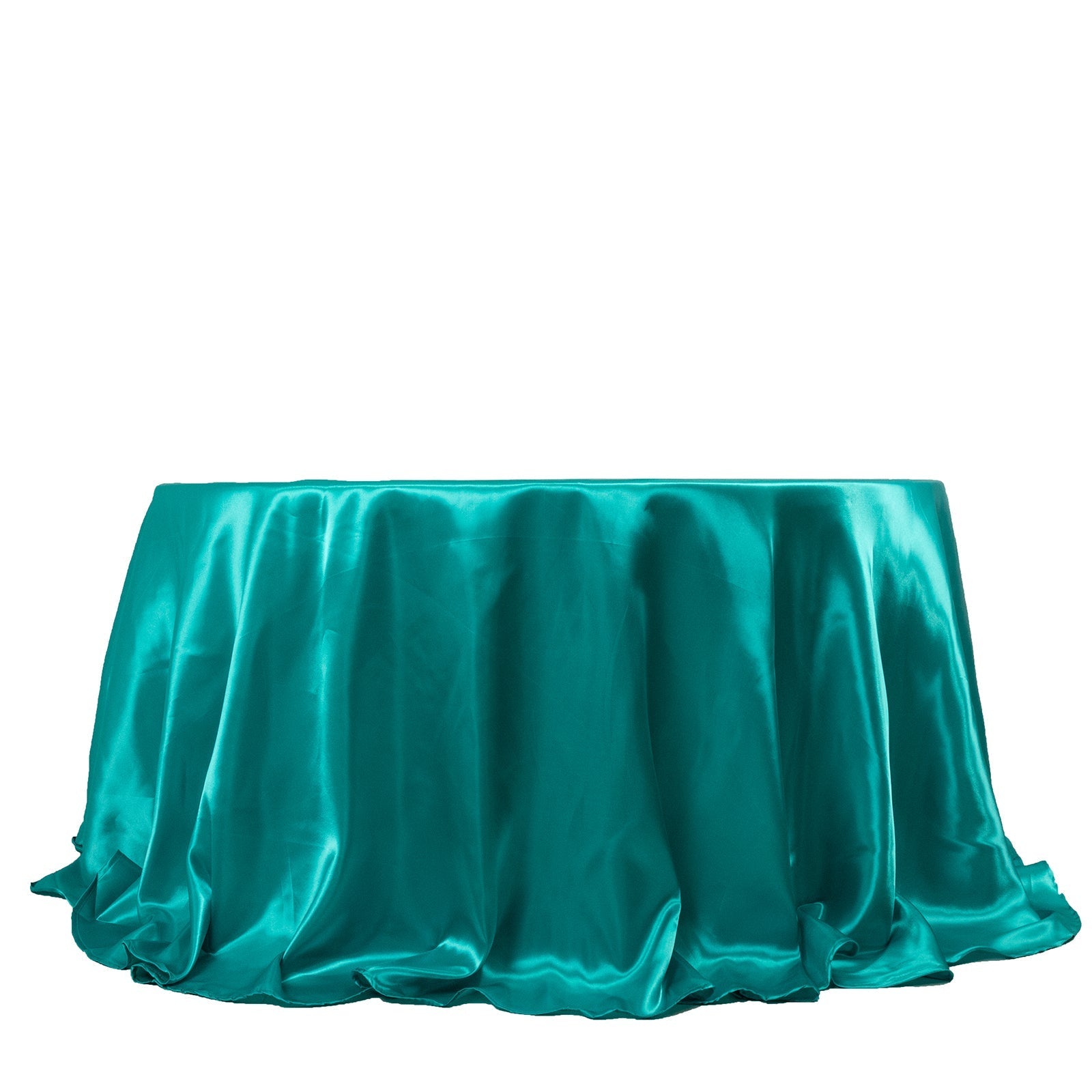 Satin 132" Round Tablecloth Turquoise - Stylish Seamless Table Cover