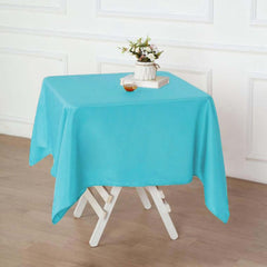 Polyester 54"x54" Table Overlay Square Tablecloth Turquoise - Wrinkle-Resistant & Durable Table Cover