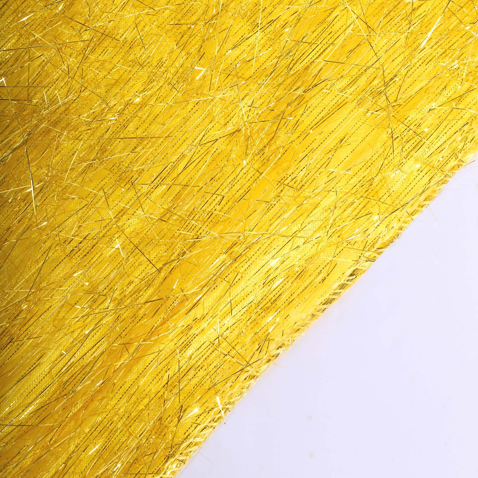 Metallic Tinsel Polyester 12"x108" Table Runner Gold - Shimmery Fringe Shag Event Table Decor