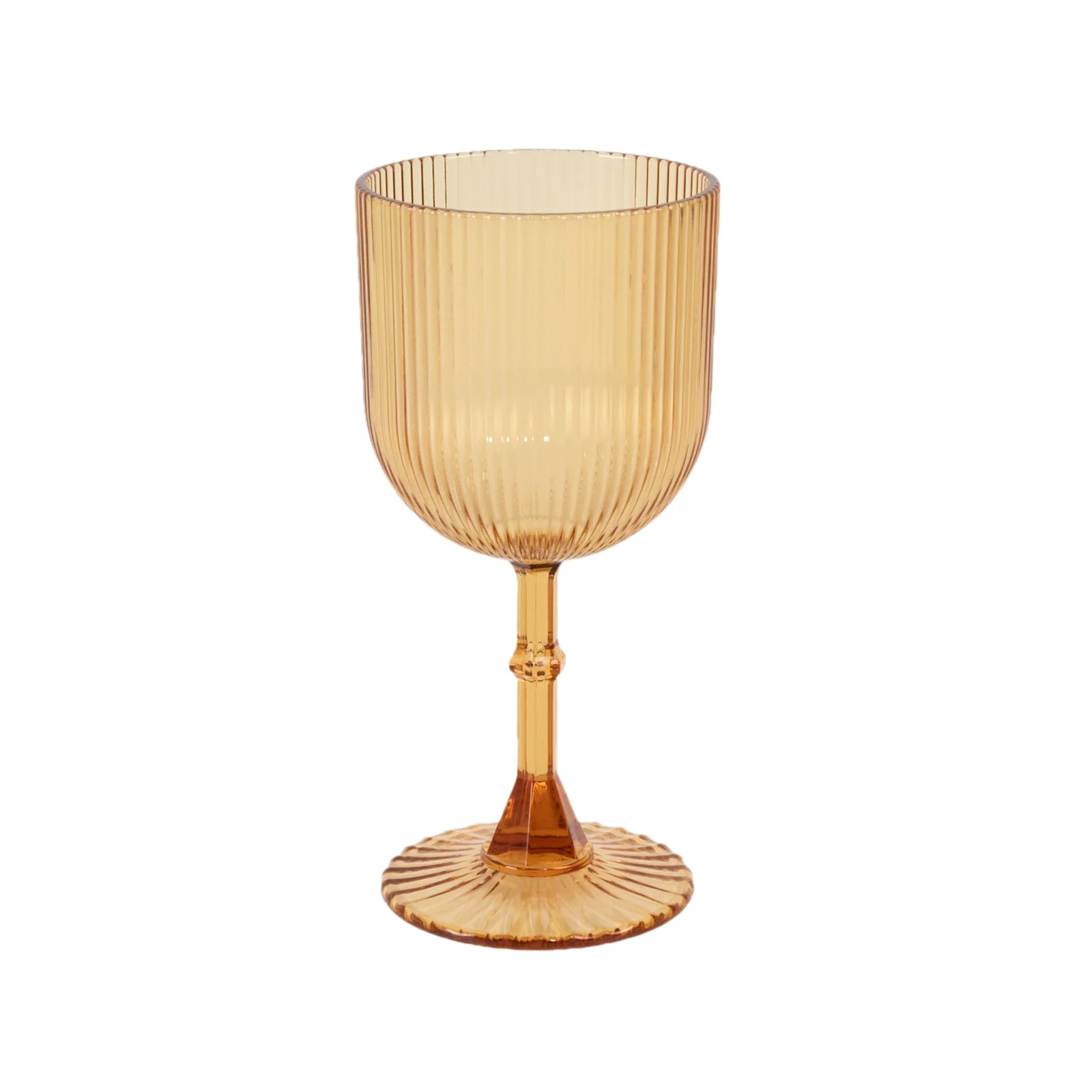 12-Pack Plastic Goblets Amber Gold Vintage Ribbed Pattern - Reusable Shatterproof Glassware 9oz