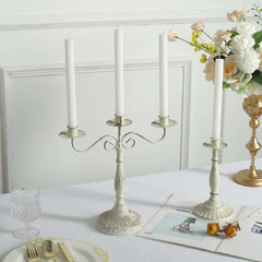 5-Pack Taper Candles Ribbed Wick Ribbon Wax Design White - Premium Unscented Dinner Candles 9"