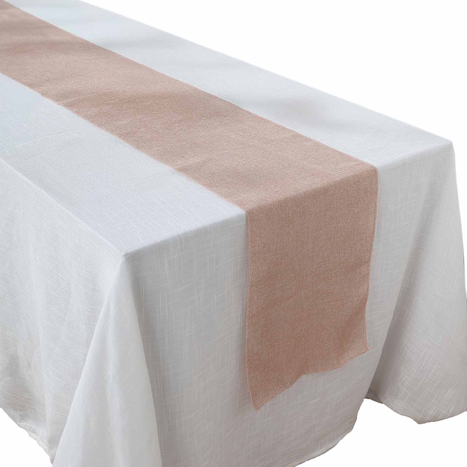 Faux Linen 14"x108" Table Runner Dusty Rose - Rustic Style Table Decor