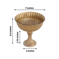 Glass Compote Floral Bowl Pedestal Vase Roman Style Gold - Antique Flower Vase for Sophisticated Event Décor 7"