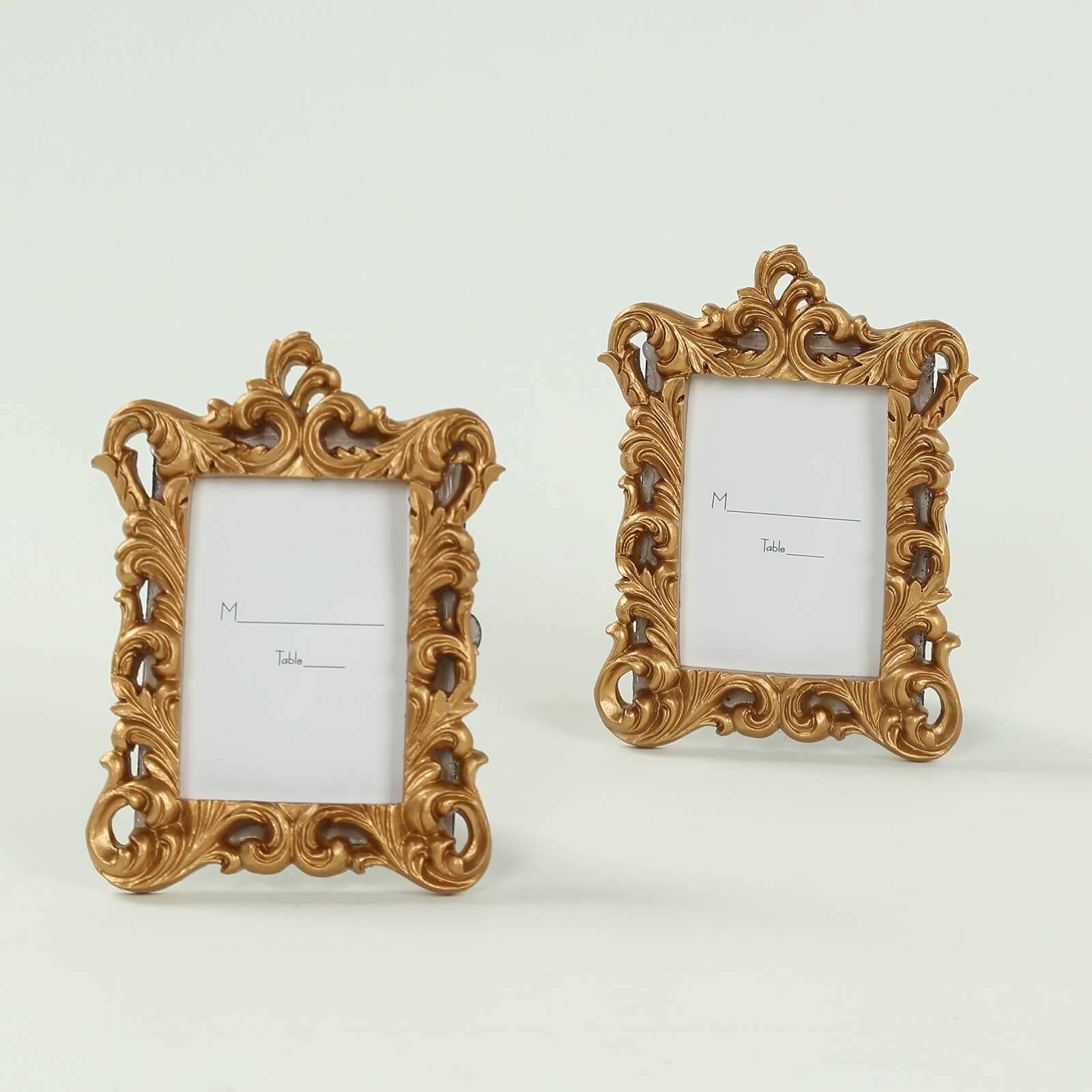 4-Pack Picture Frames Gold Resin Vintage Ornate Design Rectangle - Mini Photo Frame Wedding Place Card Holders & Party Favors 4"x3"