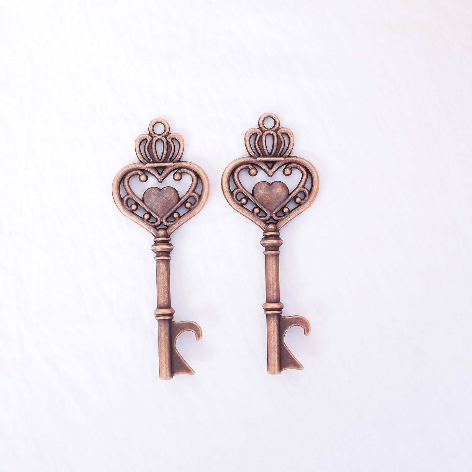 10 Pack Antique Gold Skeleton Key Bottle Opener Party Favors Wedding Souvenirs, Vintage Wedding Bridal Shower Favors With Tag Card & Chain