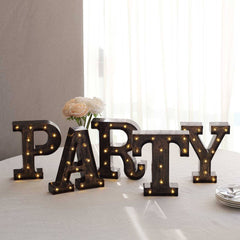 LED Marquee Letter "P" Industrial Style Antique Black - Light-Up Alphabet Sign for Weddings & Displays 9"