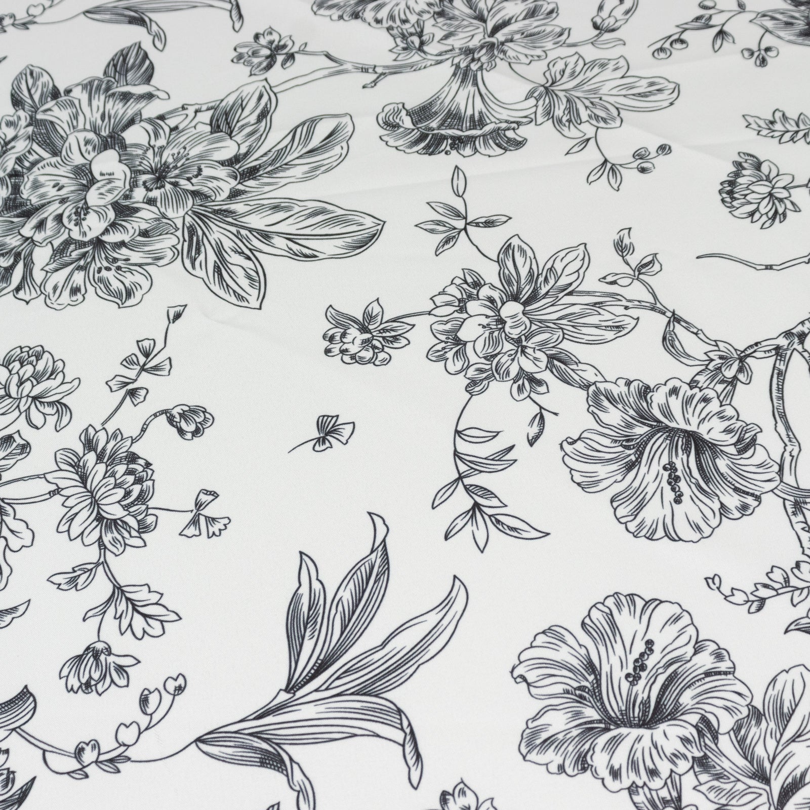 Polyester 108" Round Tablecloth White - Black French Toile Pattern for Chic Weddings