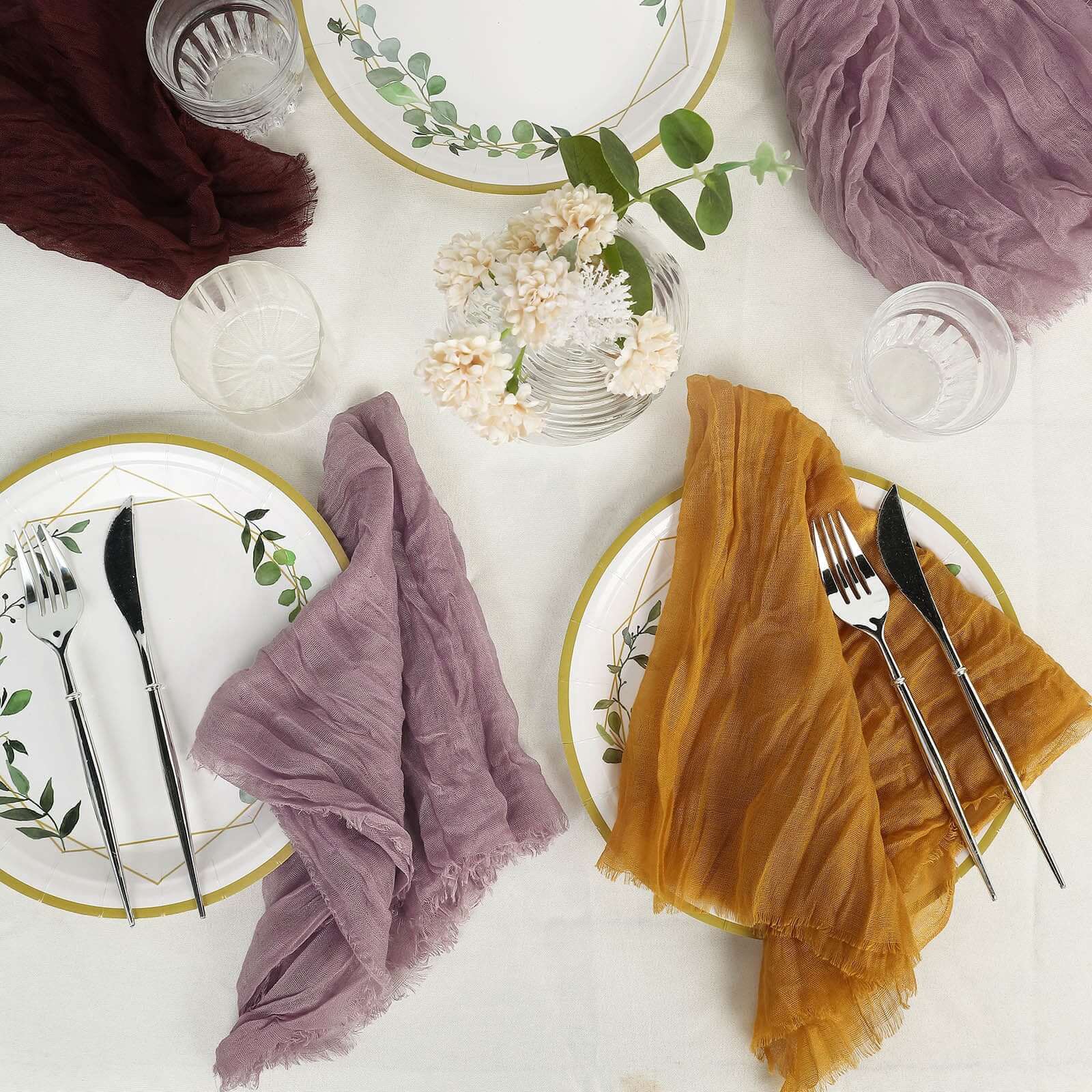 5 Pack Gauze Cheesecloth 24"x19" Napkins Violet Amethyst Reusable Dinner Napkins