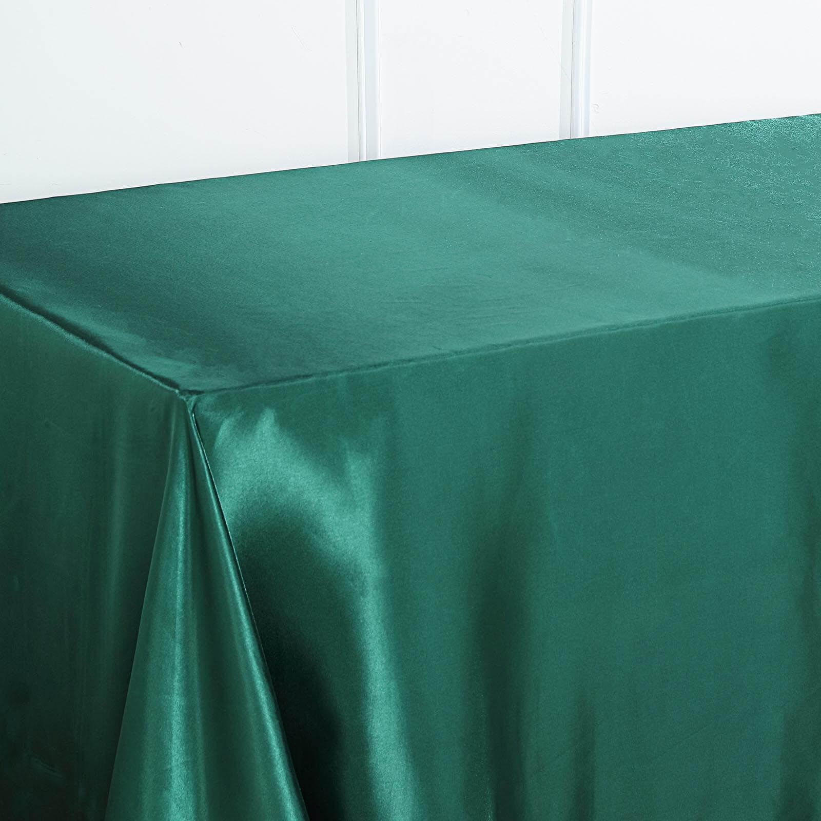 Satin Rectangular 90"x132" Tablecloth Hunter Emerald Green - Seamless Table Cover