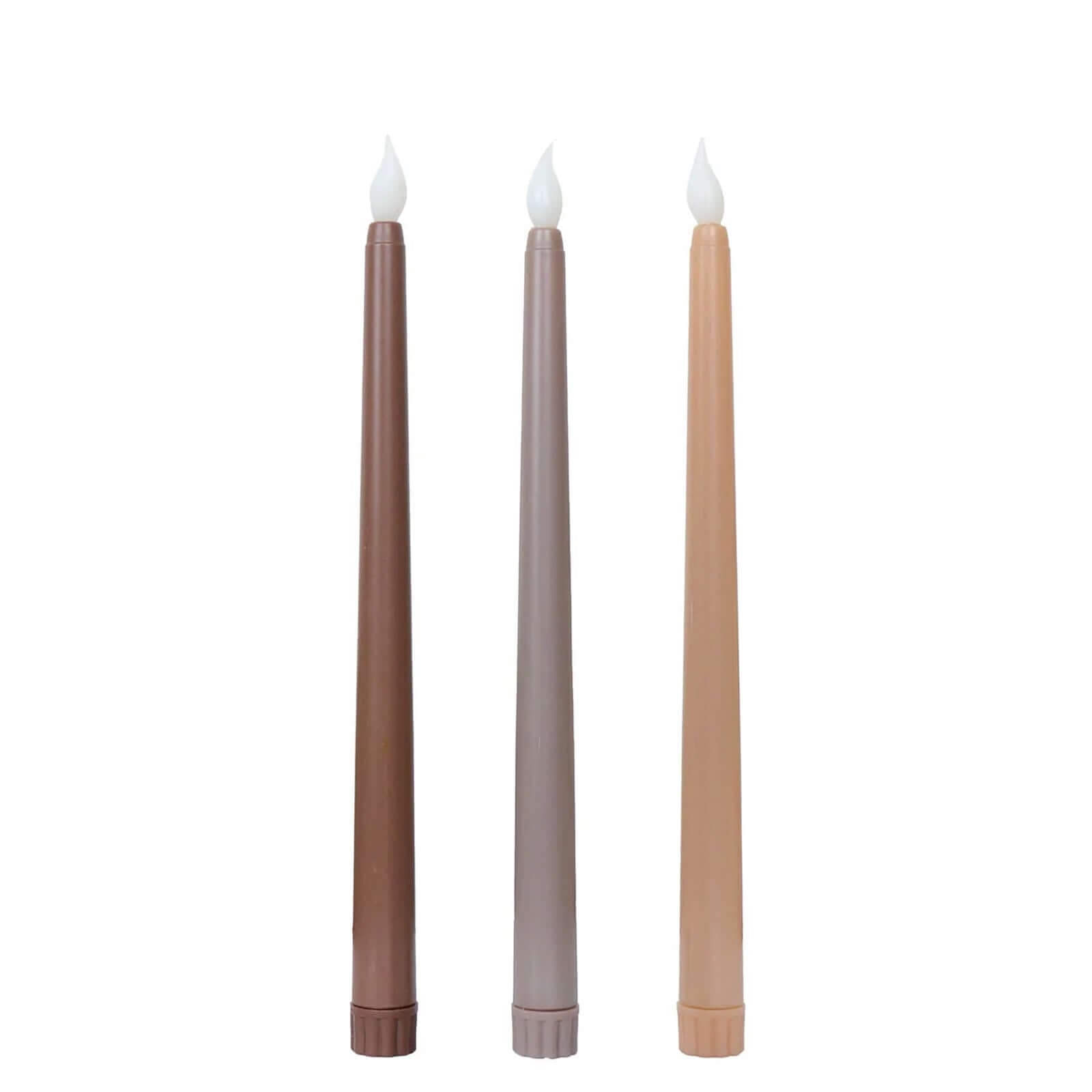 3-Pack LED Decorative Lighting Warm Flickering Mixed Natural - Flameless Taper Candles 11"