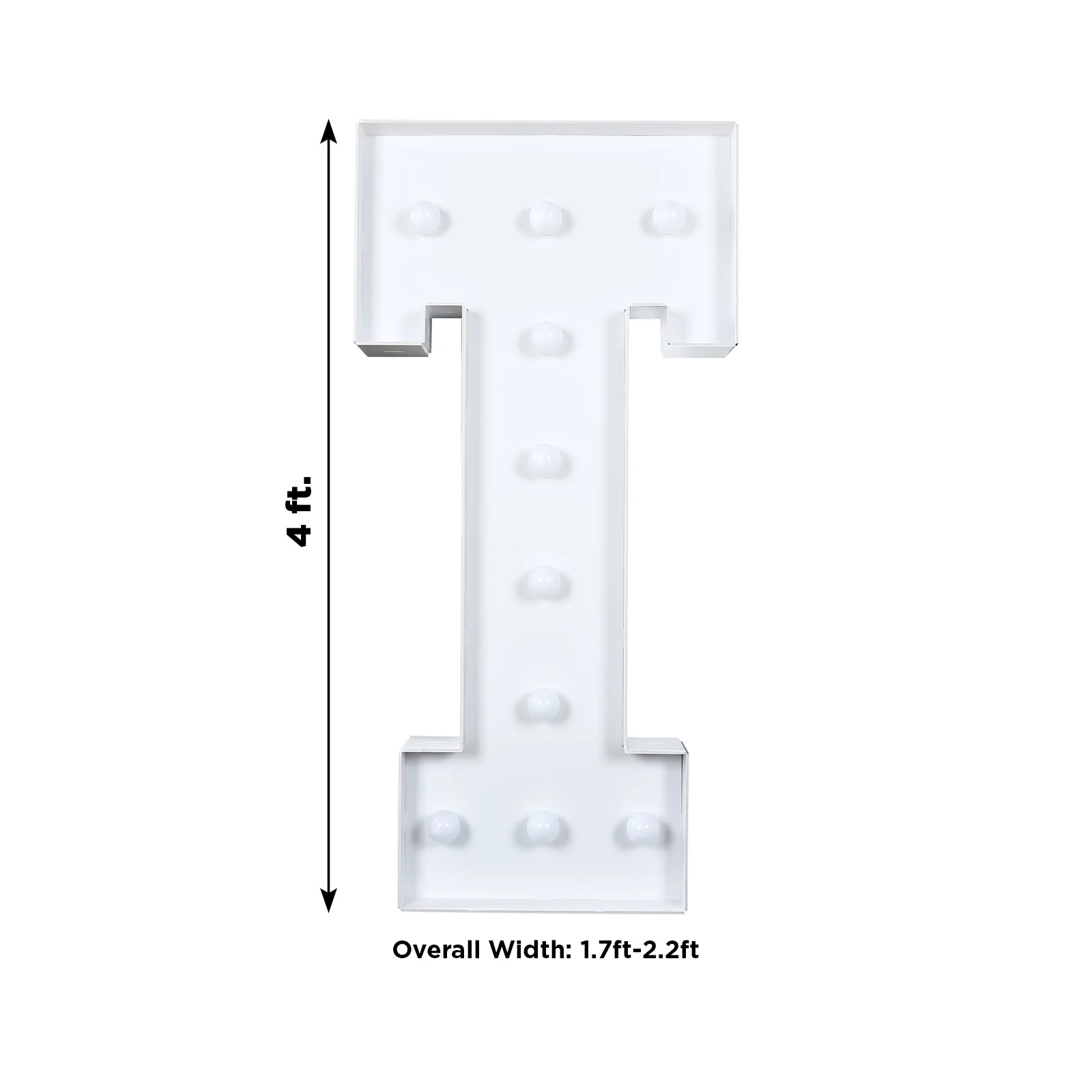 Giant LED Marquee Light Up Letter "T", White 4ft Pre-Cut Foam Board with 10 Warm White Battery Operated LEDs, Glue Gun and Sticks