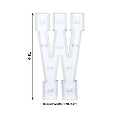 Giant LED Marquee Light Up Letter "W", White 4ft Pre-Cut Foam Board with 10 Warm White Battery Operated LEDs, Glue Gun and Sticks