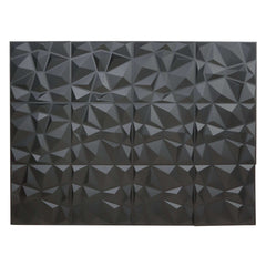 12 Pack 20"x20" Matte Black 3D Texture PVC Diamond Design Wall Tiles, Stick On Waterproof Wall Panels