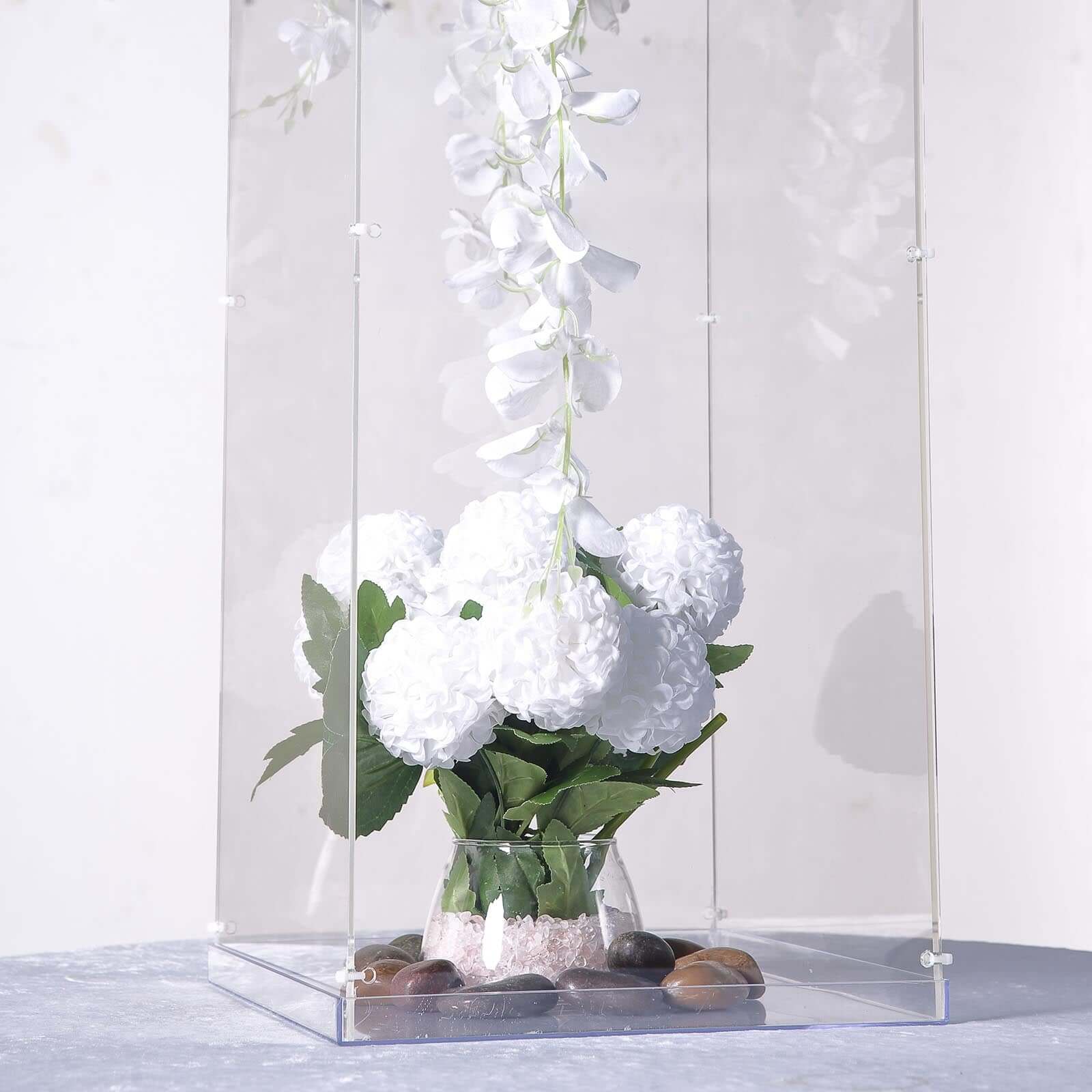 24" Clear Acrylic Display Box, Transparent Pedestal Riser with Interchangeable Lid and Base