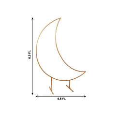 6.5ft Gold Metal Crescent Moon Wedding Arch Backdrop Stand, Curved Arbor Floral Balloon Frame with Sturdy Base