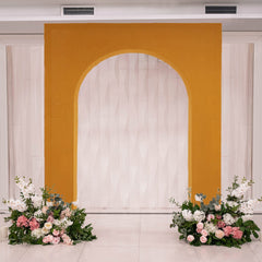 8ft Gold Spandex Backdrop Stand Cover for Arc de Triomphe Stand, Stretch Fitted Floral Balloon Frame Wedding Arch Cover