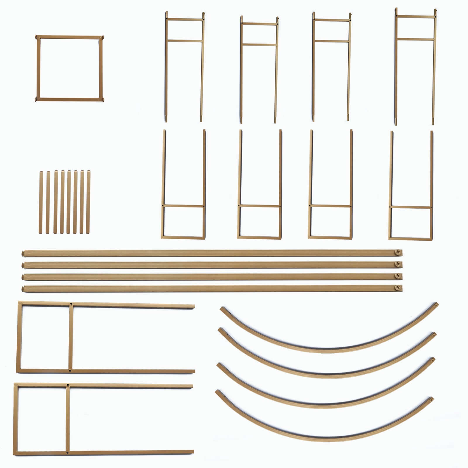 8ft Heavy Duty Gold Metal Rectangular Wedding Arch in Arc de Triomphe Style, 3D Floral Balloon Frame Backdrop Stand