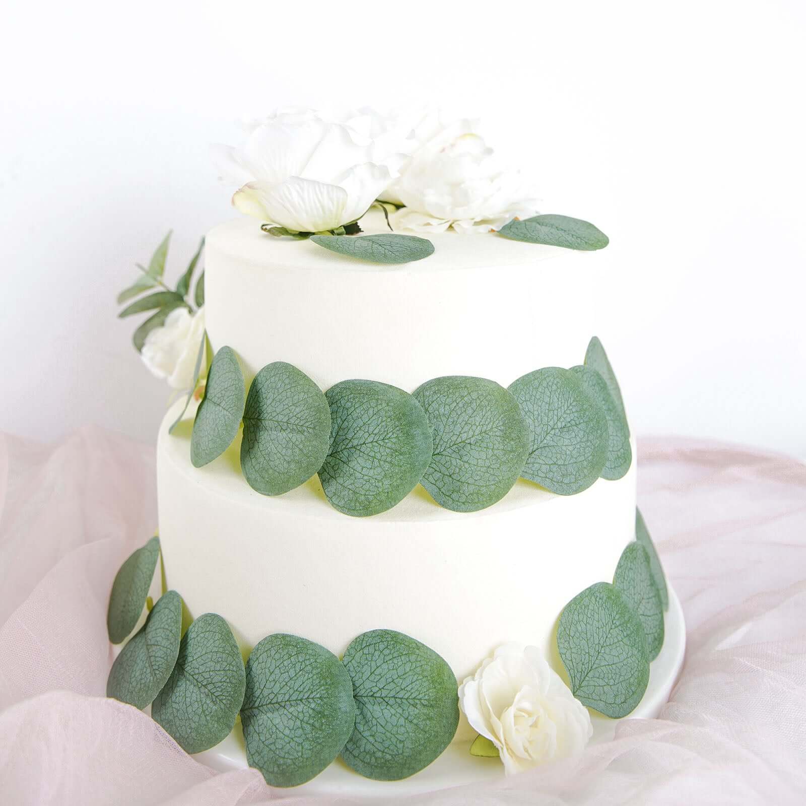 200 Pcs Artificial Eucalyptus Leaves Decor Frosted Green - Lifelike Faux Greenery Petals for Rustic-Themed Parties Arrangements & Decor Projects