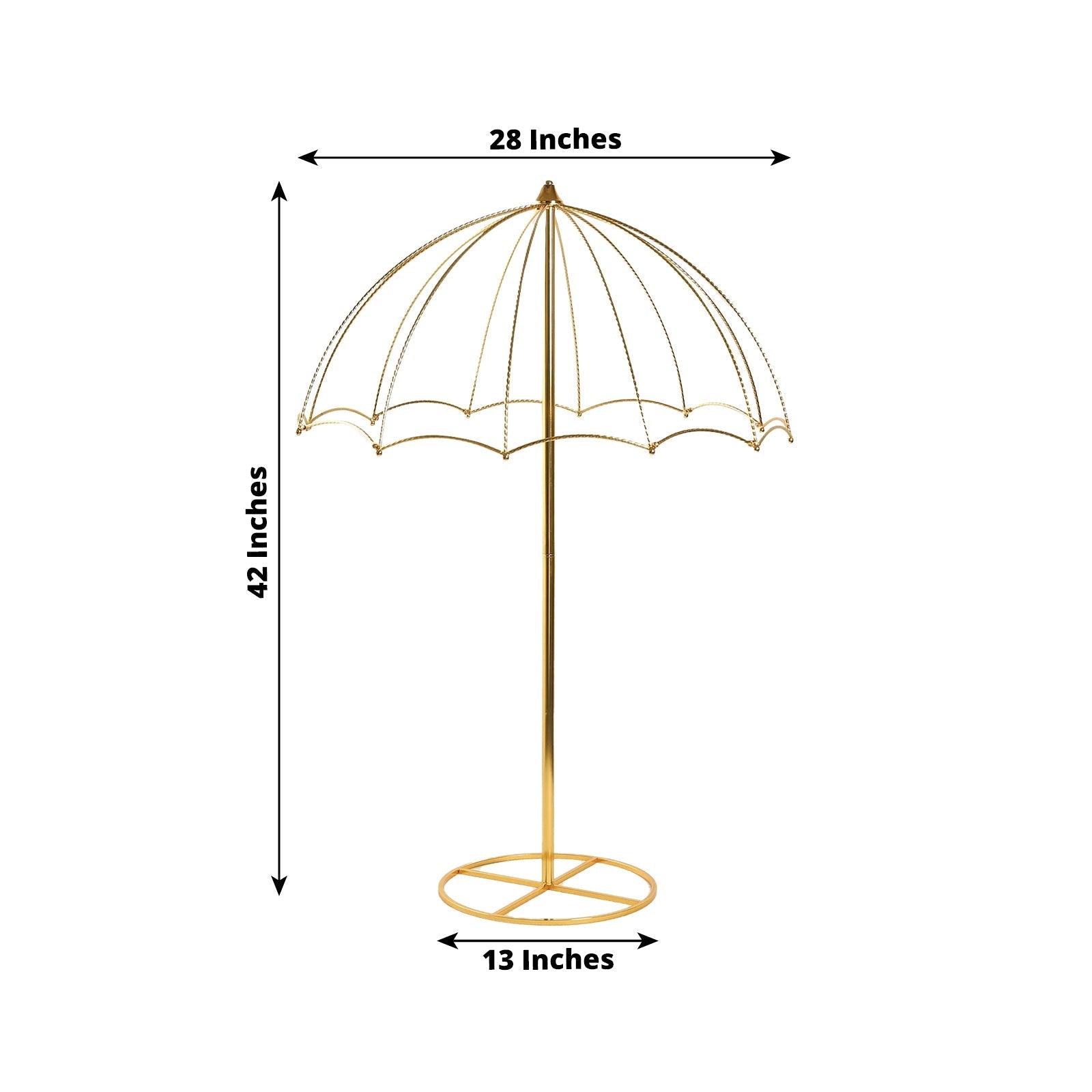 Wedding Centerpiece Umbrella Design Metal Gold - Round Base Floral Frame Stand 42"