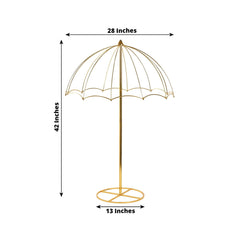 Wedding Centerpiece Umbrella Design Metal Gold - Round Base Floral Frame Stand 42"