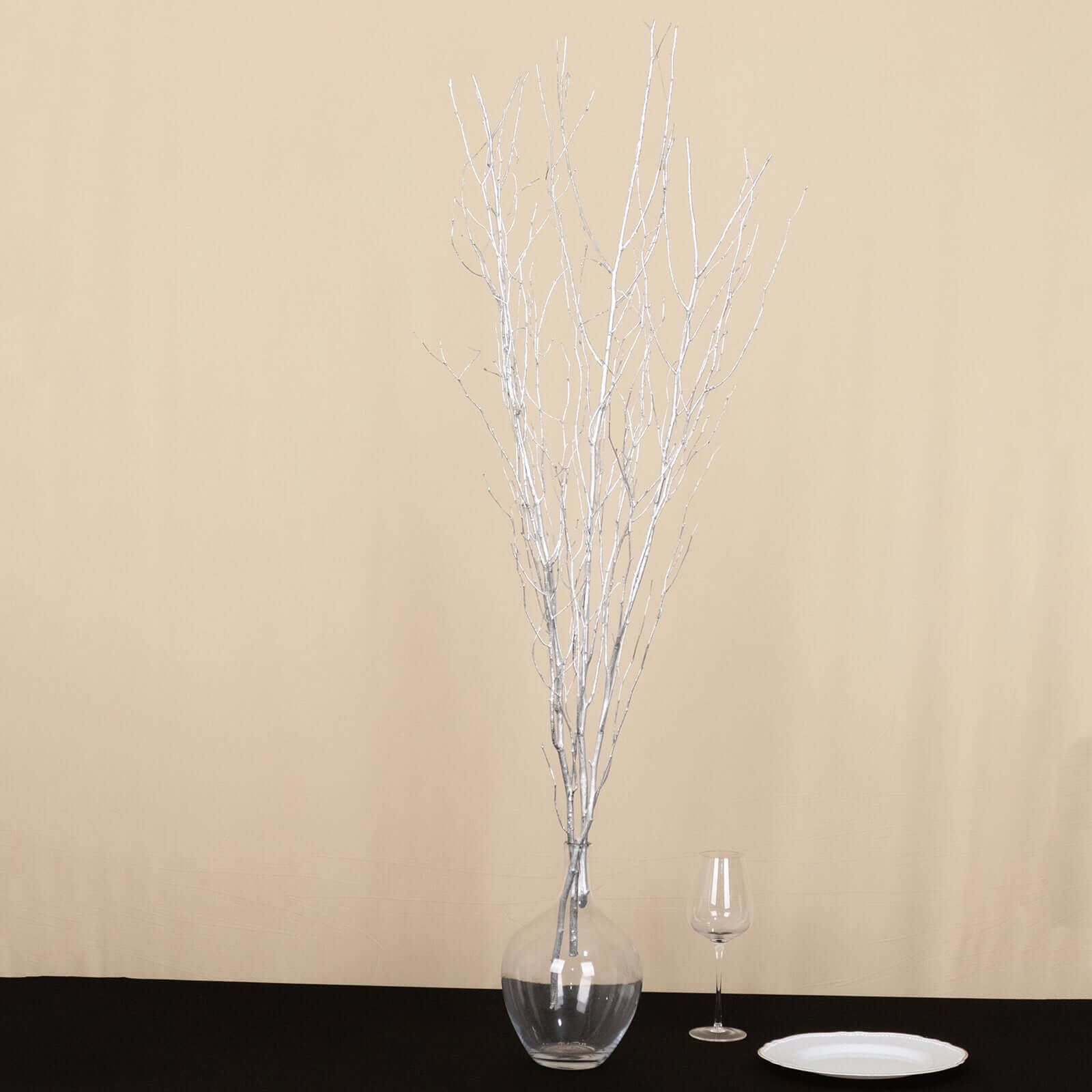 6-Pack Natural Birch Tree Branches 46" Metallic Silver - Versatile Extra Long Decorative Dried Willow Twigs Sticks for Vase Centerpiece Wedding Decor