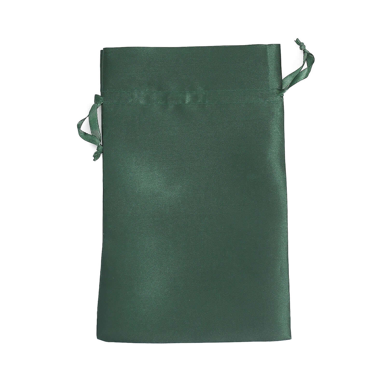 12 Pack 6"x9" Hunter Emerald Green Satin Wedding Party Favor Bags, Drawstring Pouch Gift Bags
