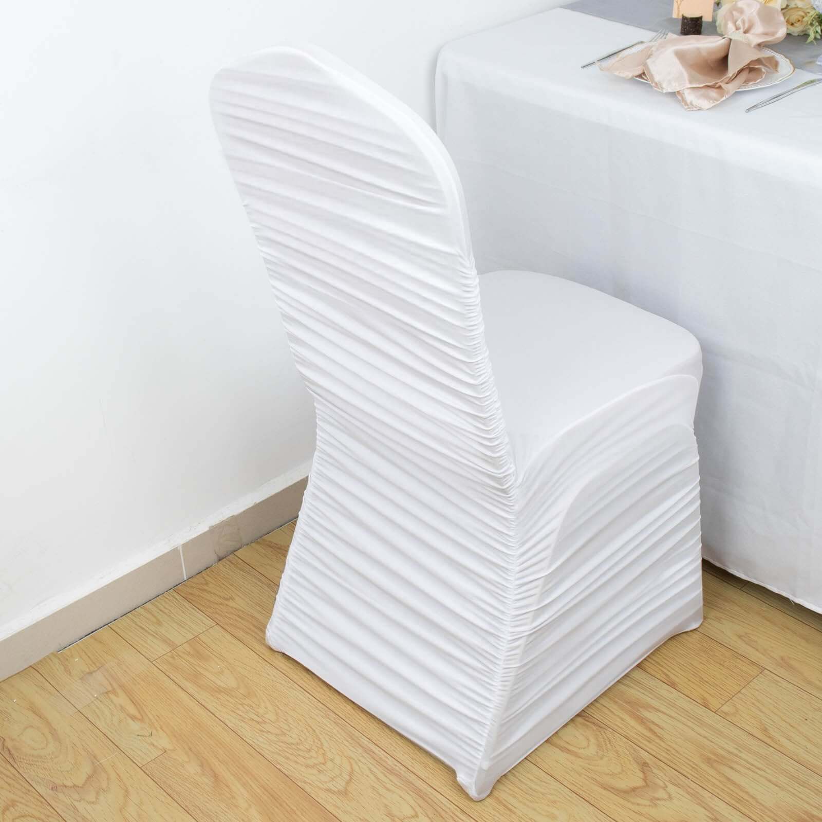 Stretch Spandex Chair Cover Rouge for Banquet Chairs White - Sleek Fitted Slip-On Slipcover for Weddings & Gatherings